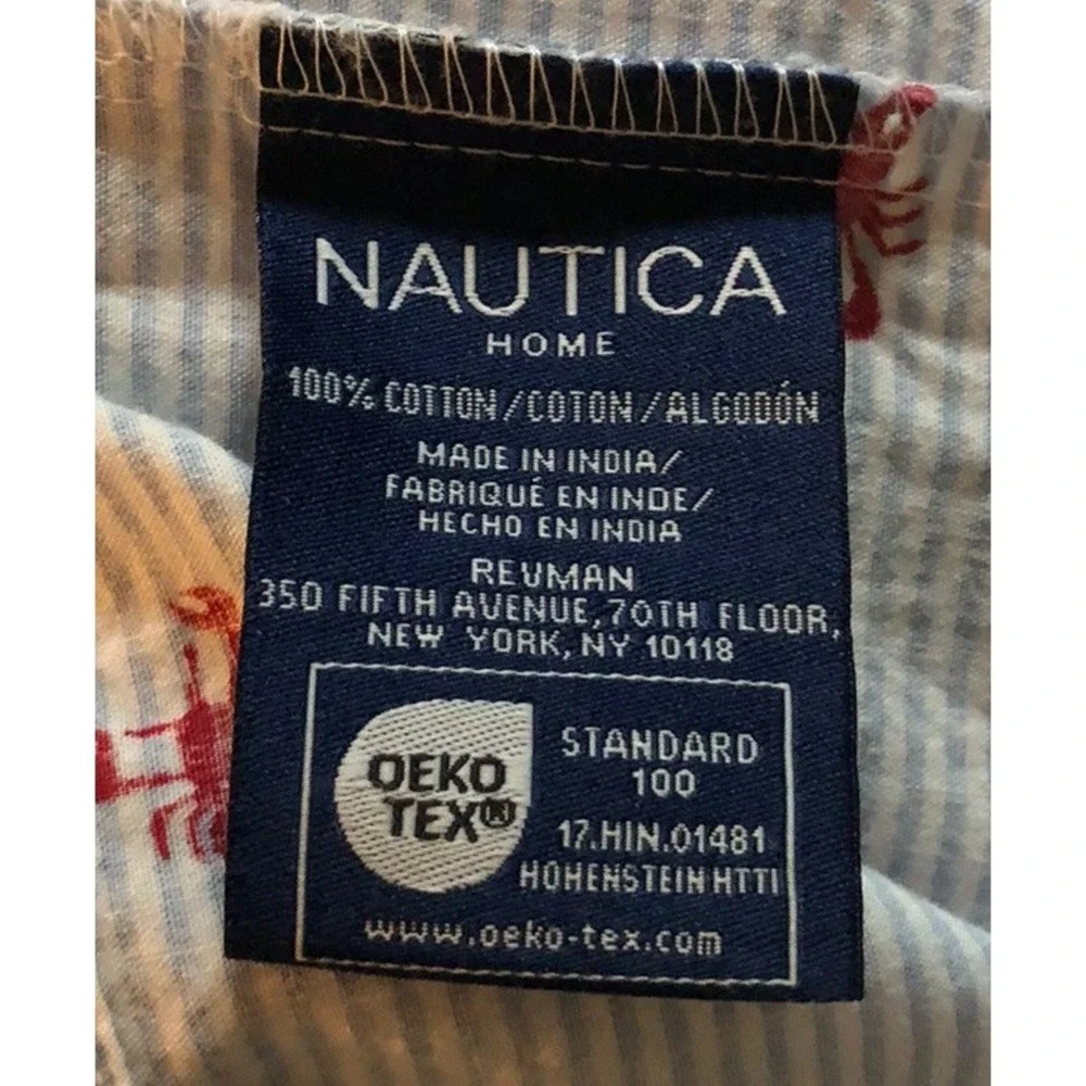 Nautica Queen Sheet Set Lobster Blue Stripe Beach 4 Piece Set